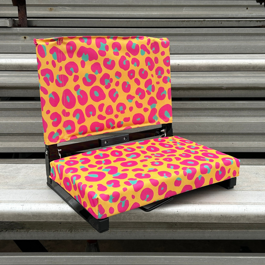 Neon Leopard Print Folding Stadium Seat