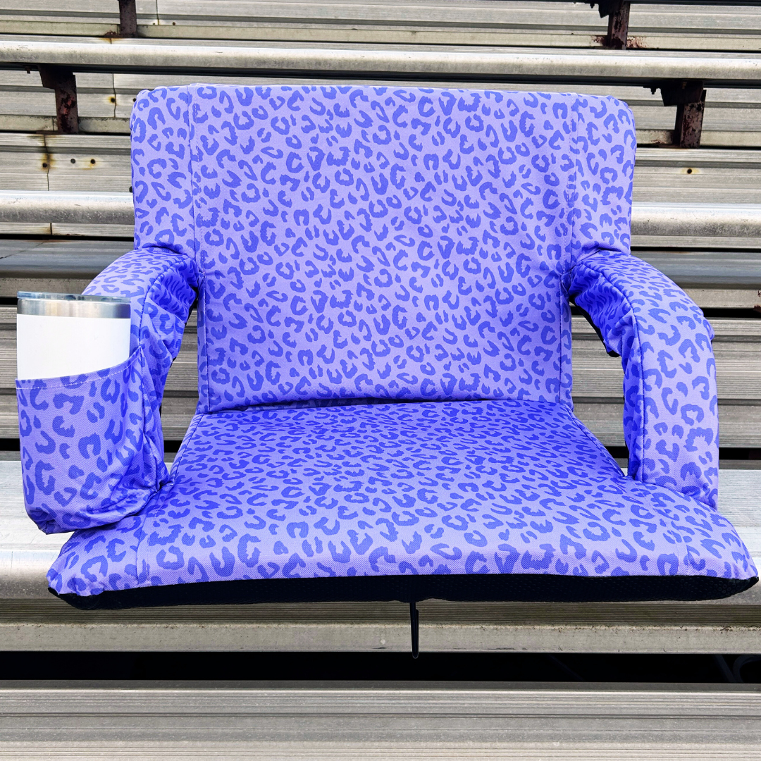 Purple Leopard 23" Stadium Seat with Armrests