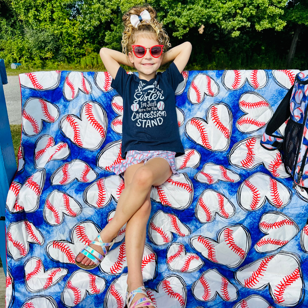 Baseball Hearts - Indoor/Outdoor Puffy Blanket