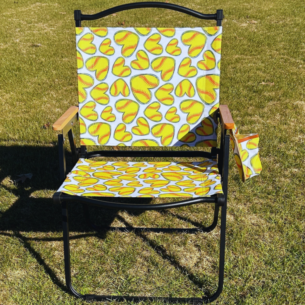 Softball Hearts Folding Lawn Chair