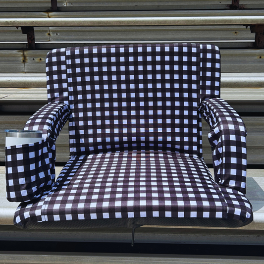 Black & White Check 23" Stadium Seat with Armrests