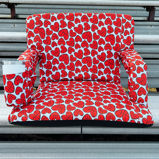 Basketball Hearts 23" Stadium Seat with Armrests