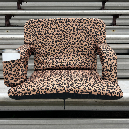 Leopard Print 23" Stadium Seat with Armrests