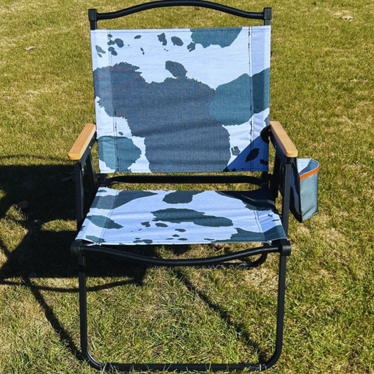 Black Cow Print Folding Lawn Chair