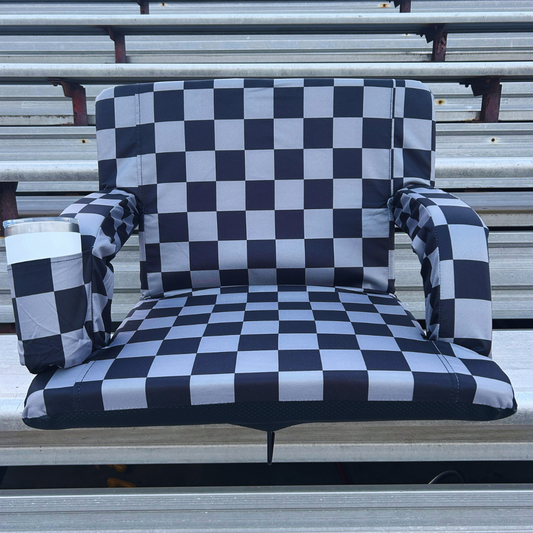 Grey Checkerboard 23" Stadium Seat with Armrests