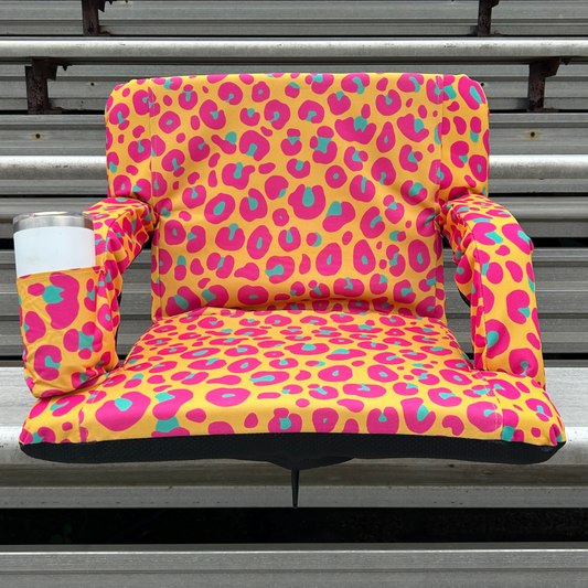 Neon Leopard Print 23" Stadium Seat with Armrests