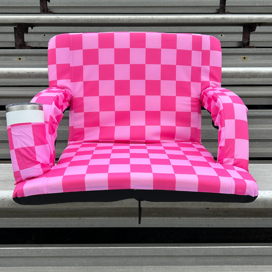 Pink Checkerboard 23" Stadium Seat with Armrests