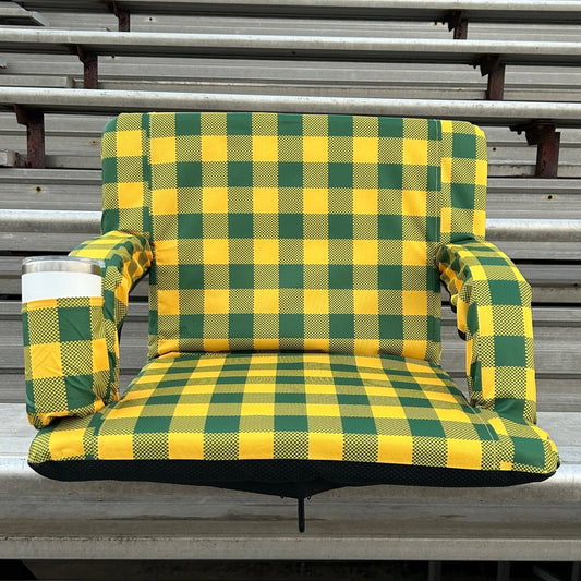 Green and Gold 23" Stadium Seat with Armrests