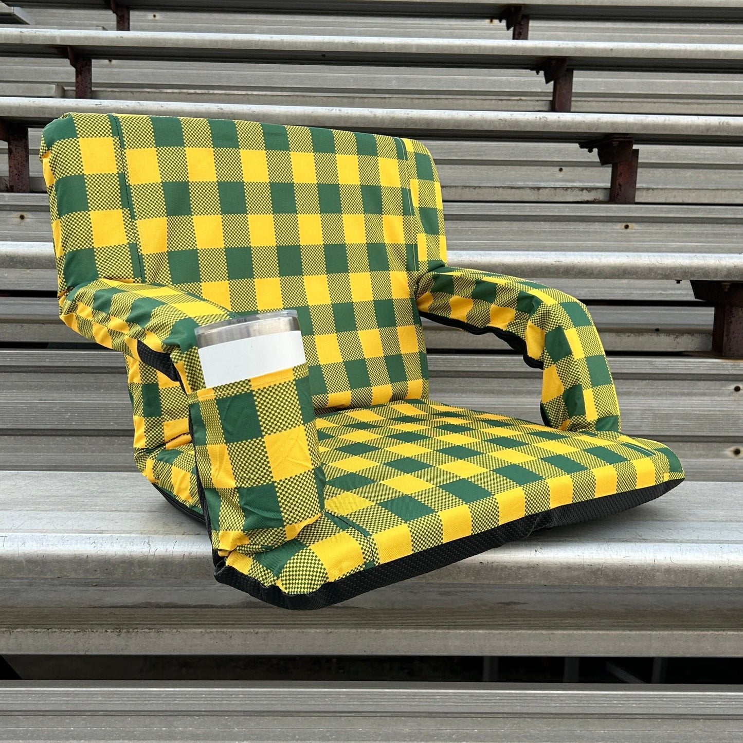 Green and Gold 23" Stadium Seat with Armrests