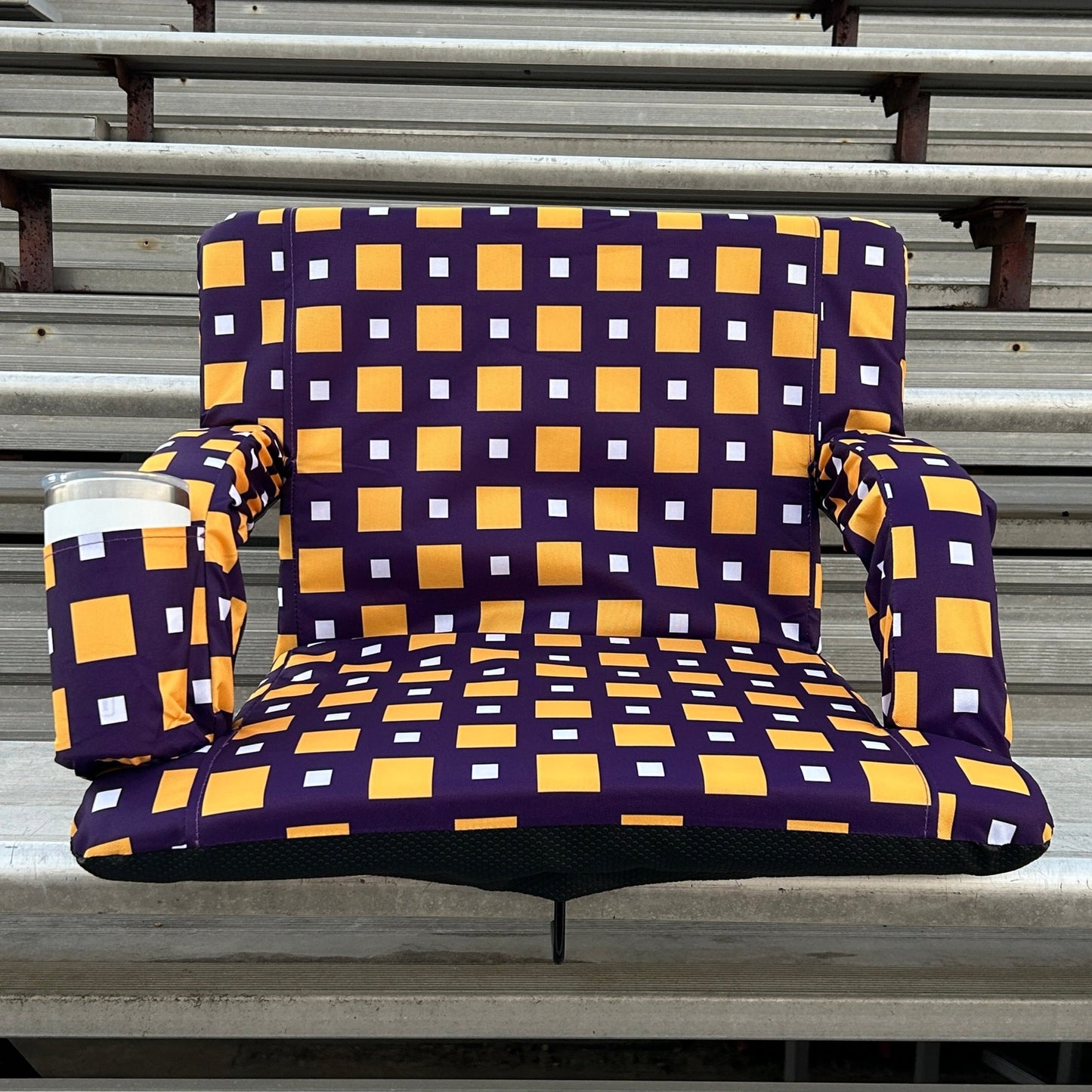 Purple and Gold 23" Stadium Seat with Armrests