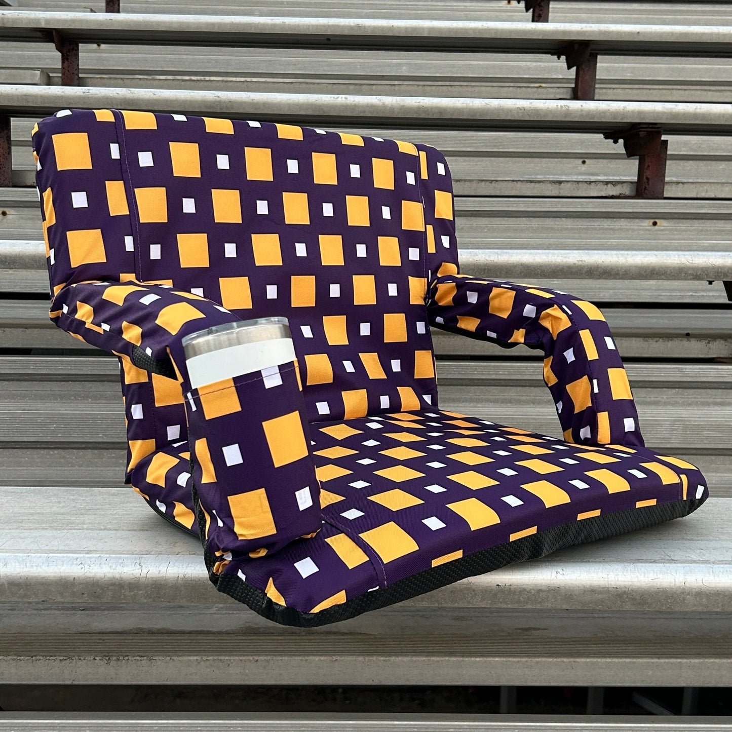 Purple and Gold 23" Stadium Seat with Armrests