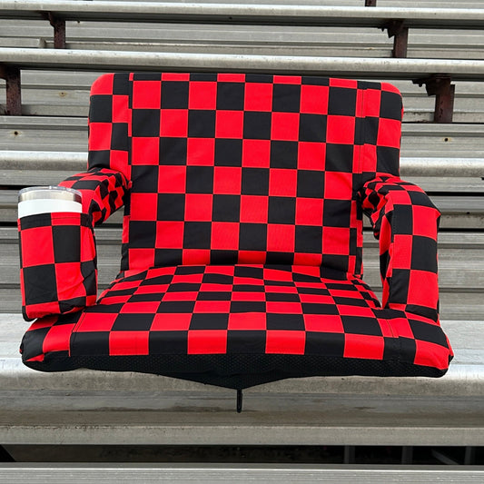 Red Checkerboard 23" Stadium Seat with Armrests