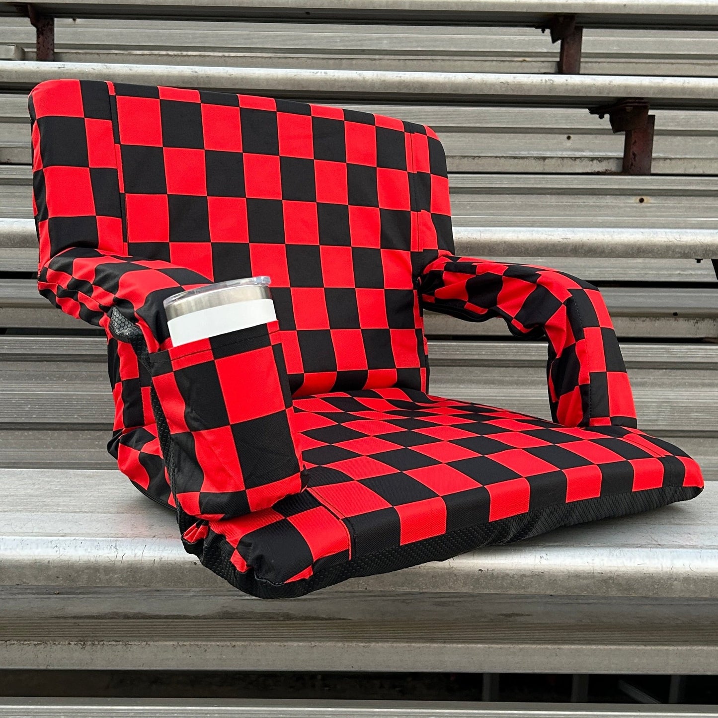 Red Checkerboard 23" Stadium Seat with Armrests