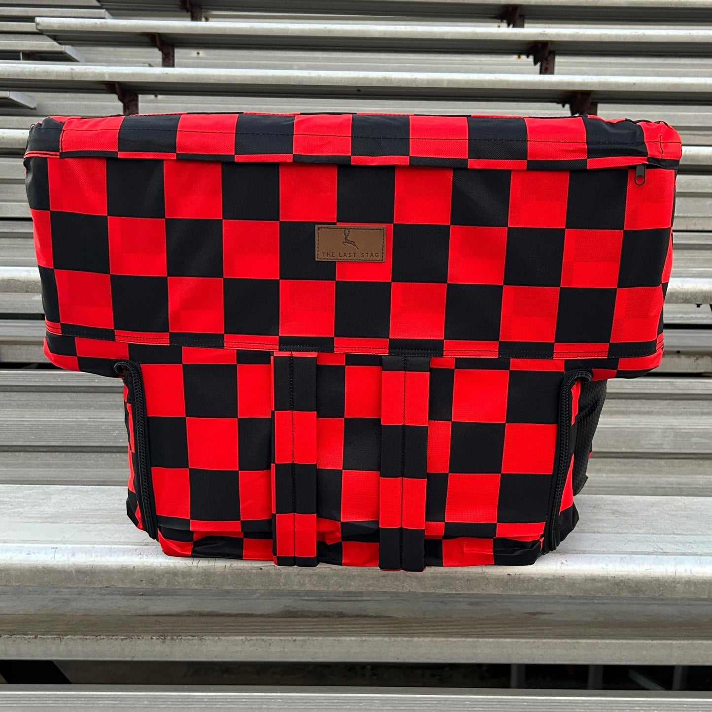 Red Checkerboard 23" Stadium Seat with Armrests