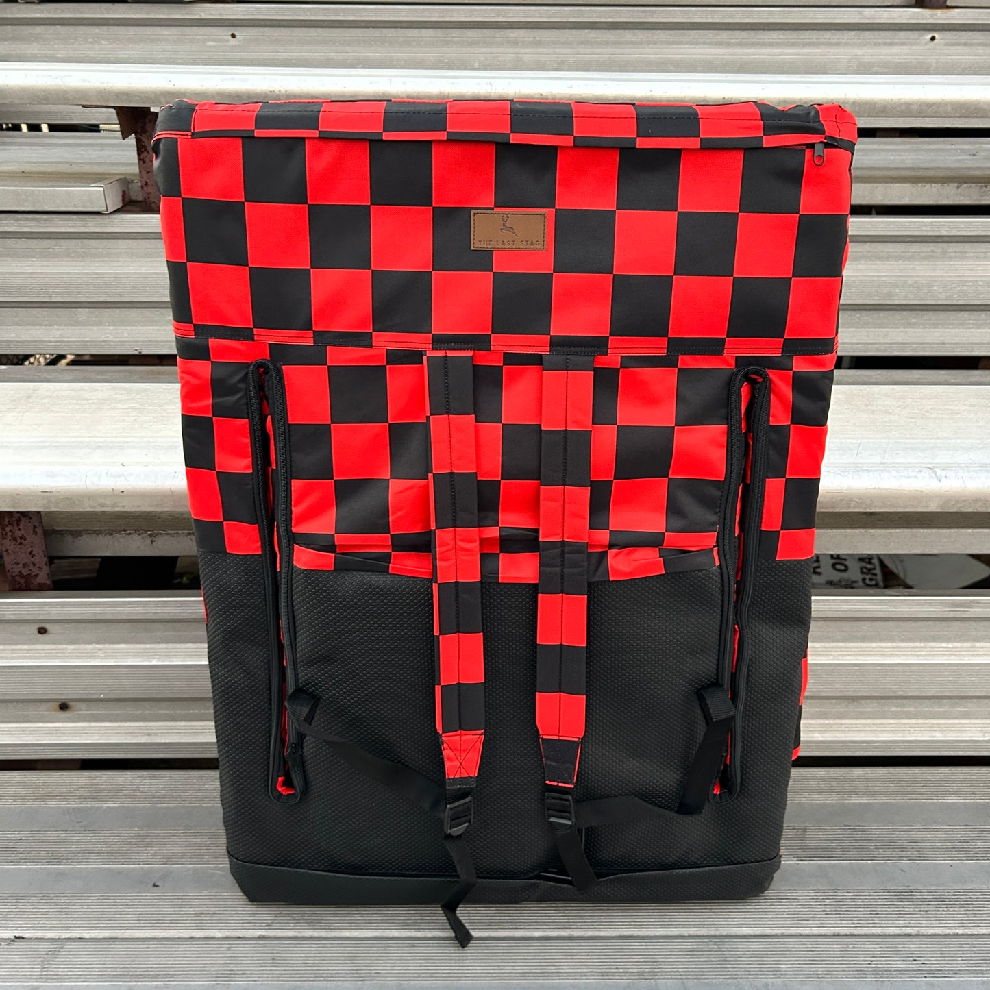 Red Checkerboard 23" Stadium Seat with Armrests