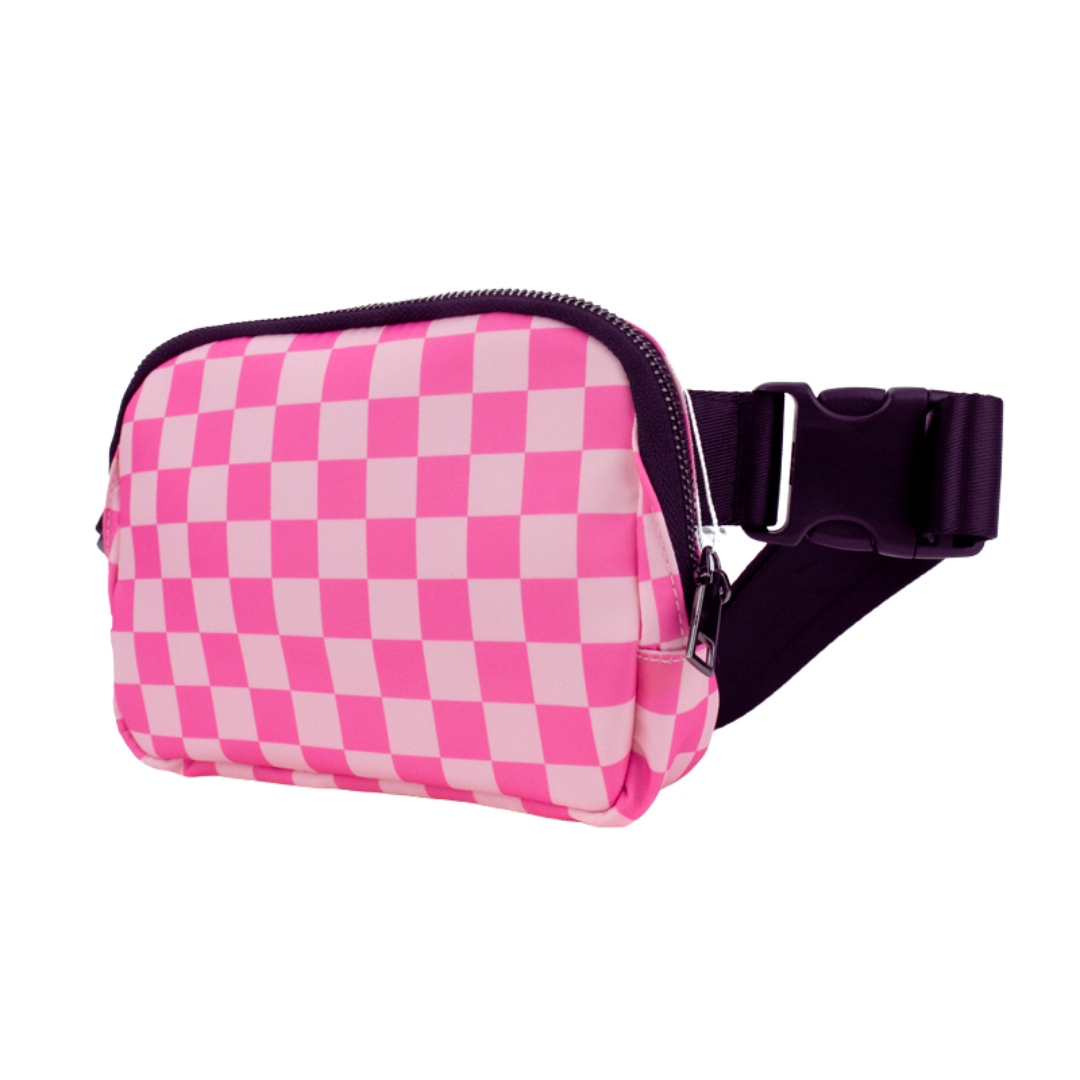 Pink Checkboard Easy Carry Belt Bag