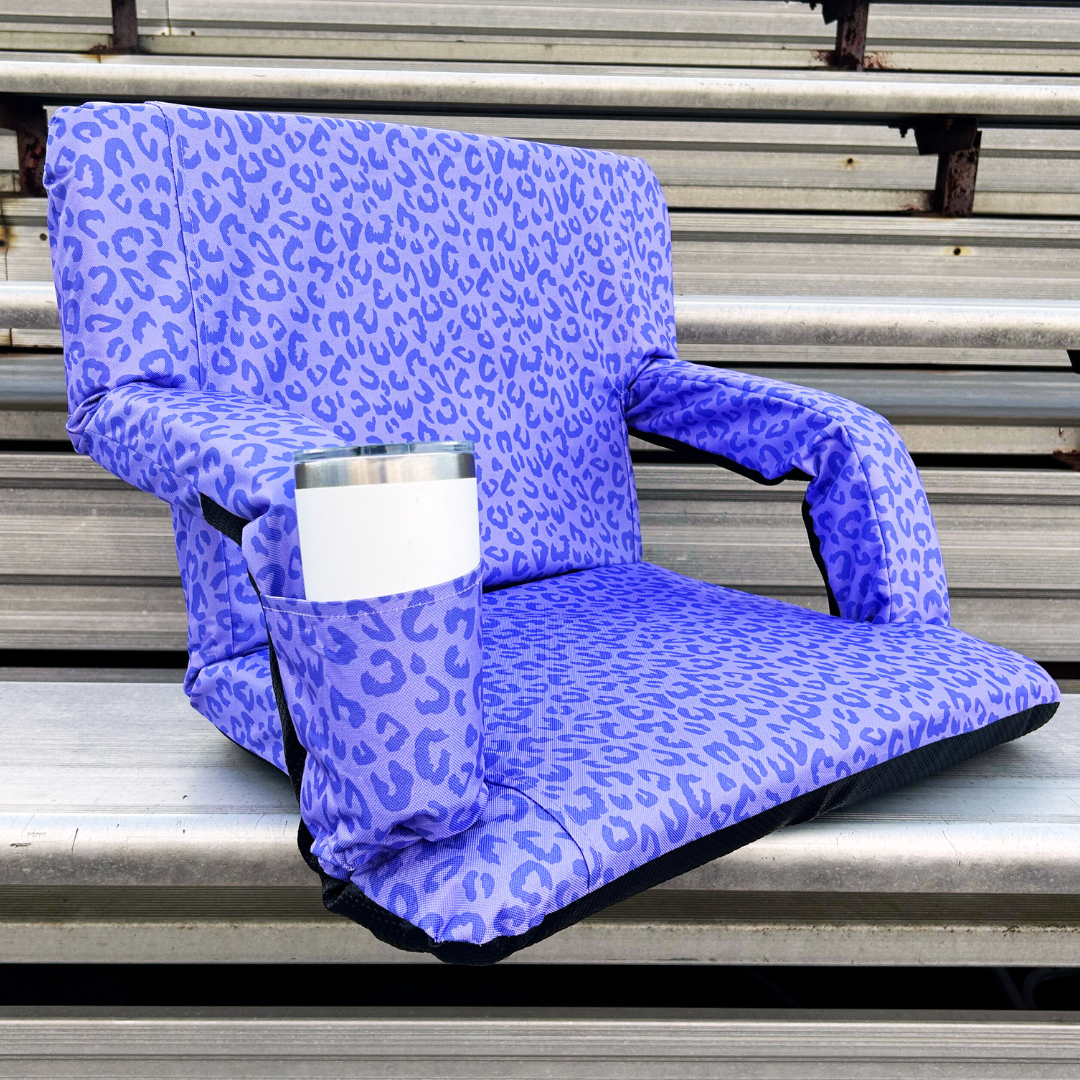 Purple Leopard 23" Stadium Seat with Armrests