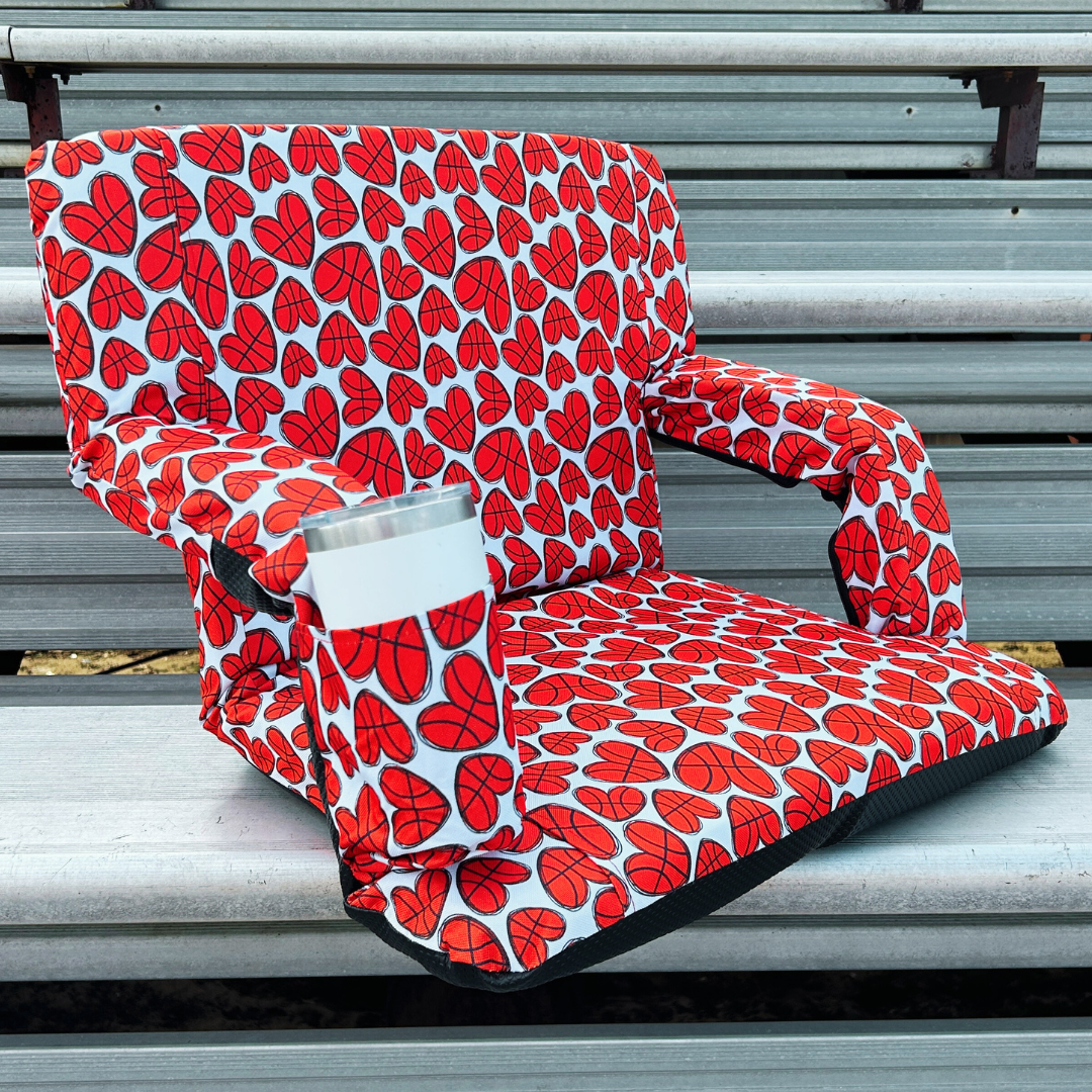 Basketball Hearts 23" Stadium Seat with Armrests