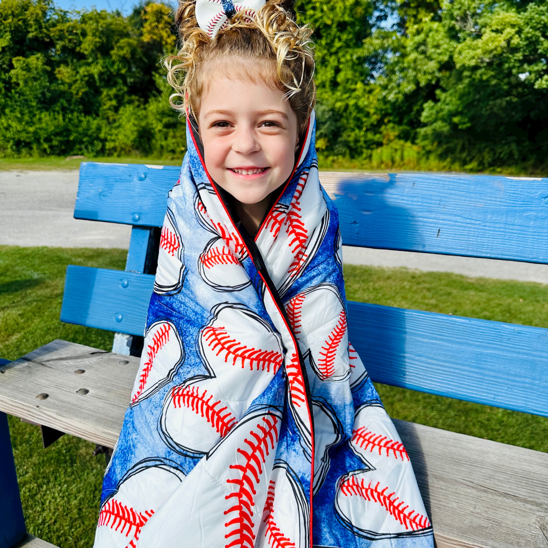 Baseball Hearts - Indoor/Outdoor Puffy Blanket