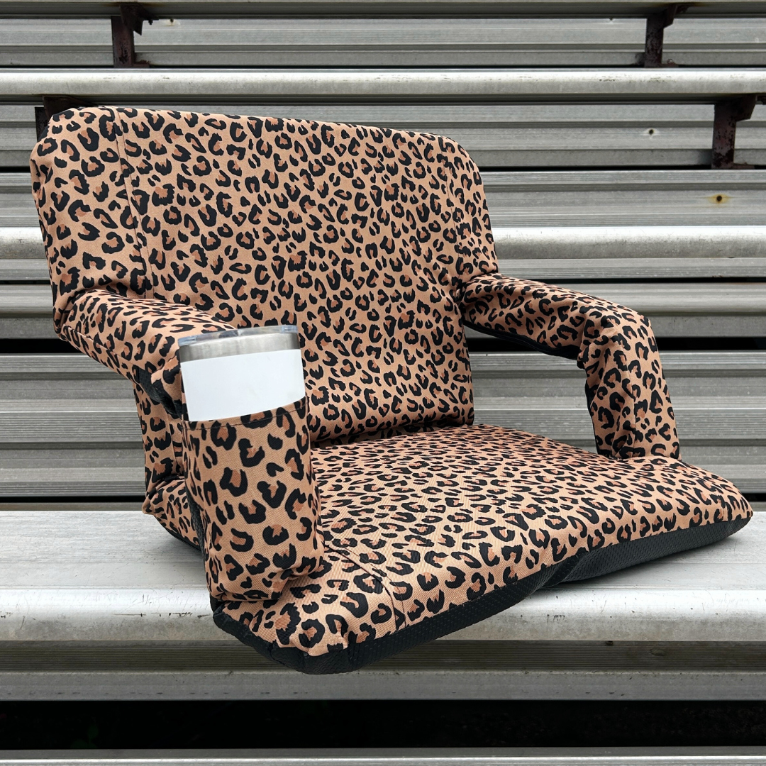 Leopard Print 23" Stadium Seat with Armrests