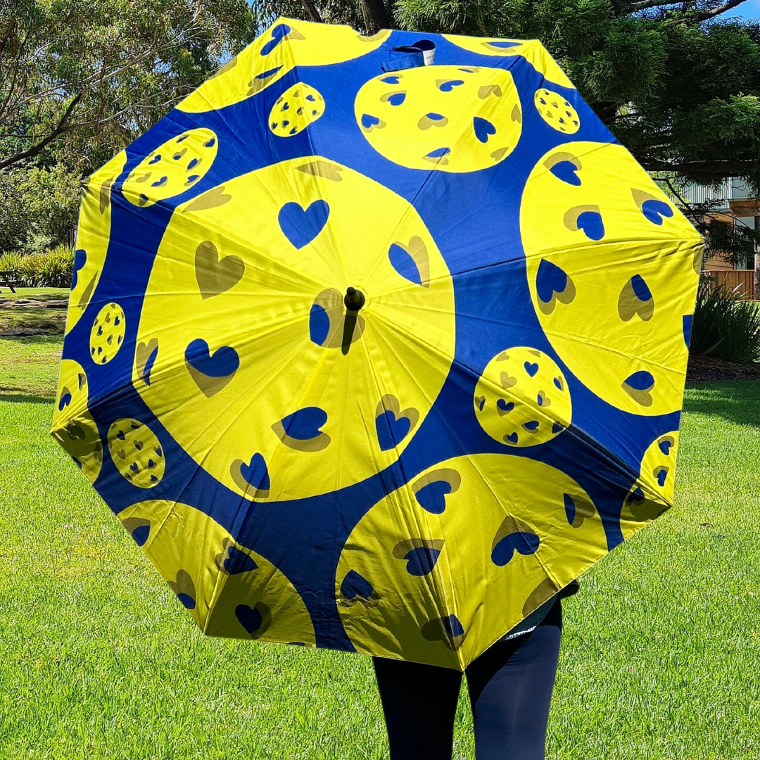 Pickleball Hearts - Large Golf Umbrella