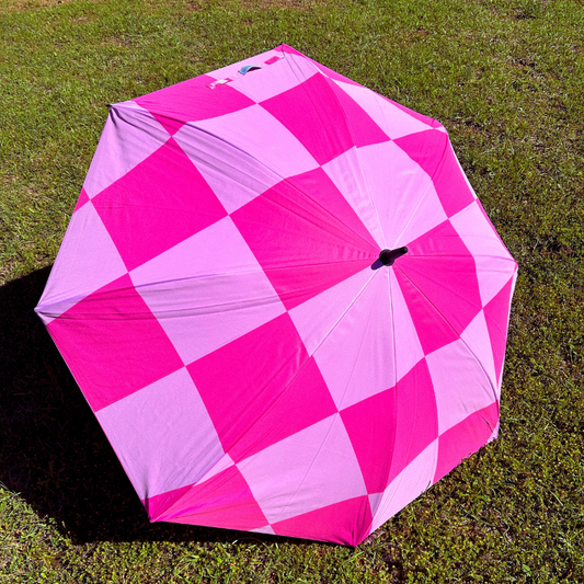 Pink Checkerboard - Large Golf Umbrella