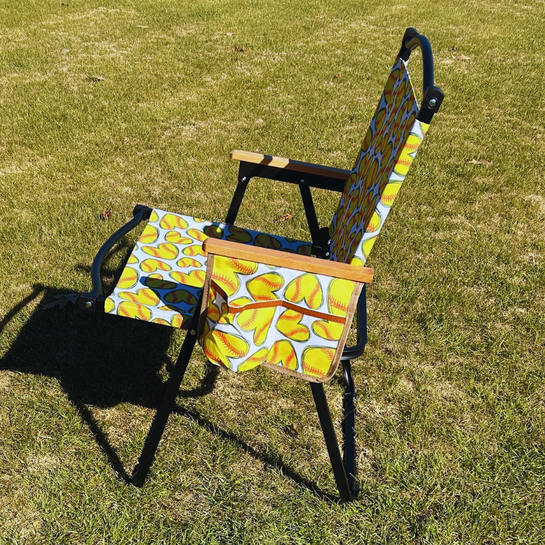 Softball Hearts Folding Lawn Chair