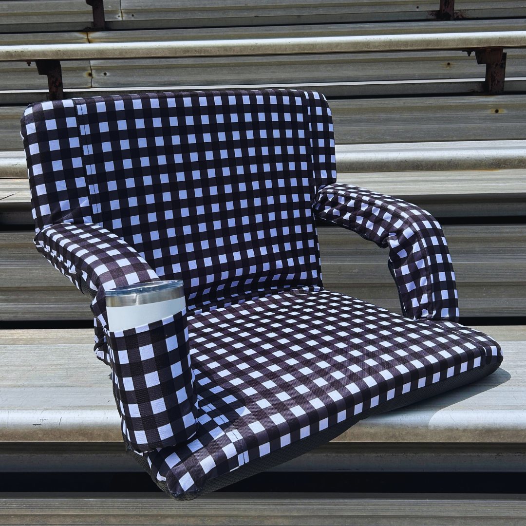 Black & White Check 23" Stadium Seat with Armrests