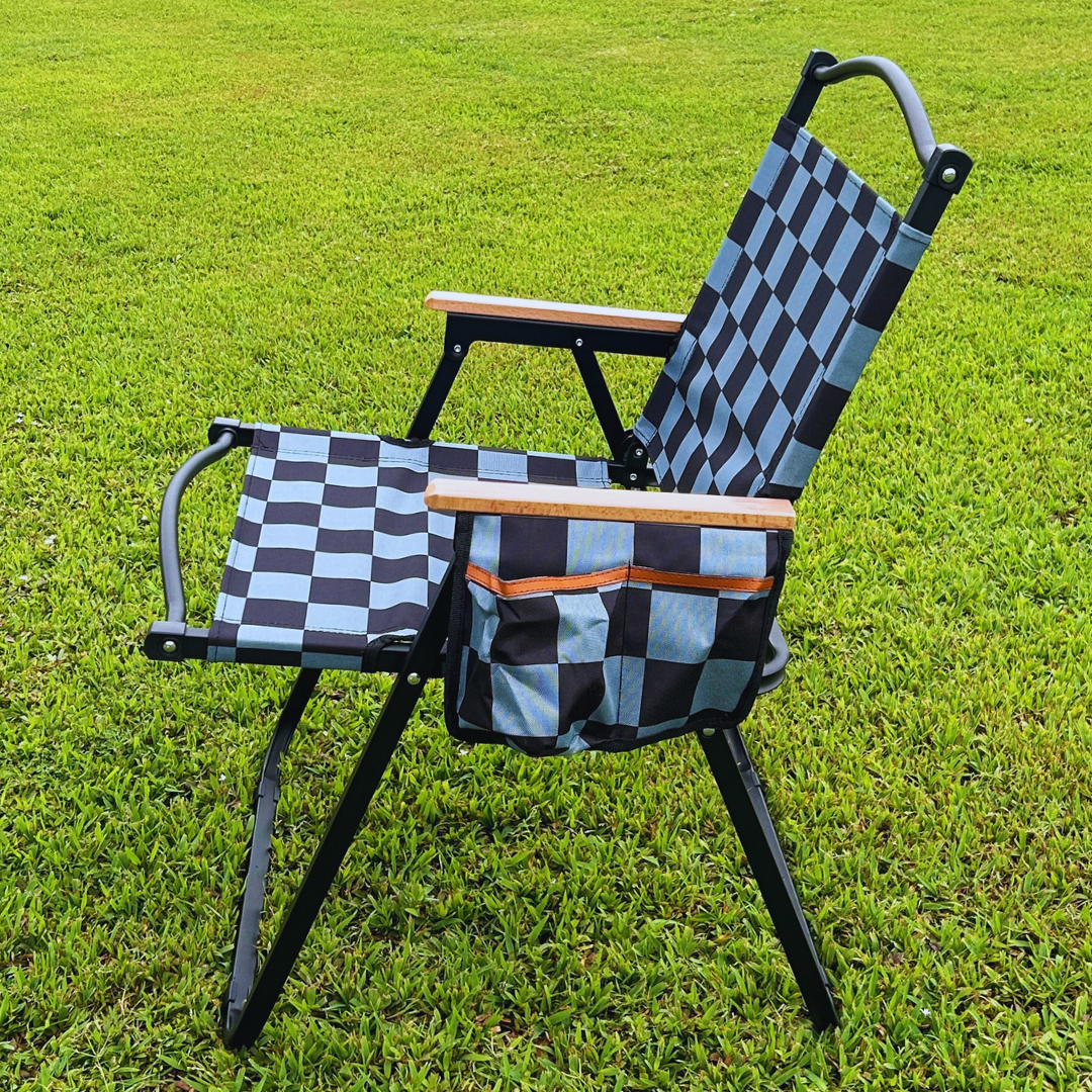 Grey Checkerboard Folding Lawn Chair