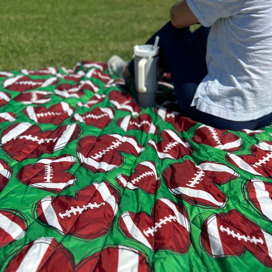 Football Hearts - Indoor/Outdoor Puffy Blanket