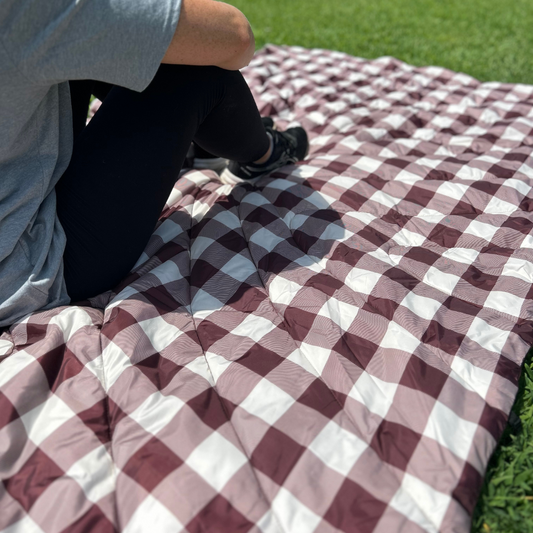 Maroon Buffalo Check - Indoor/Outdoor Puffy Blanket