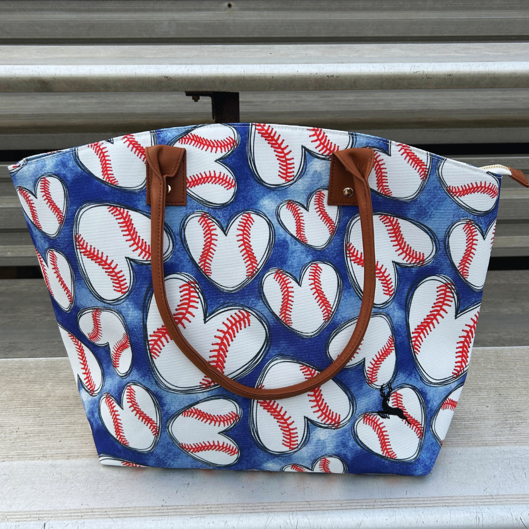 Baseball Hearts Tote Bag