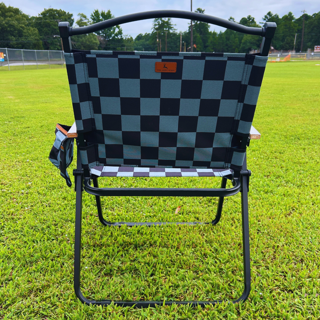 Grey Checkerboard Folding Lawn Chair