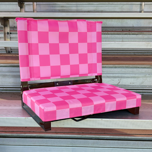 Pink Checkerboard Folding Stadium Seat