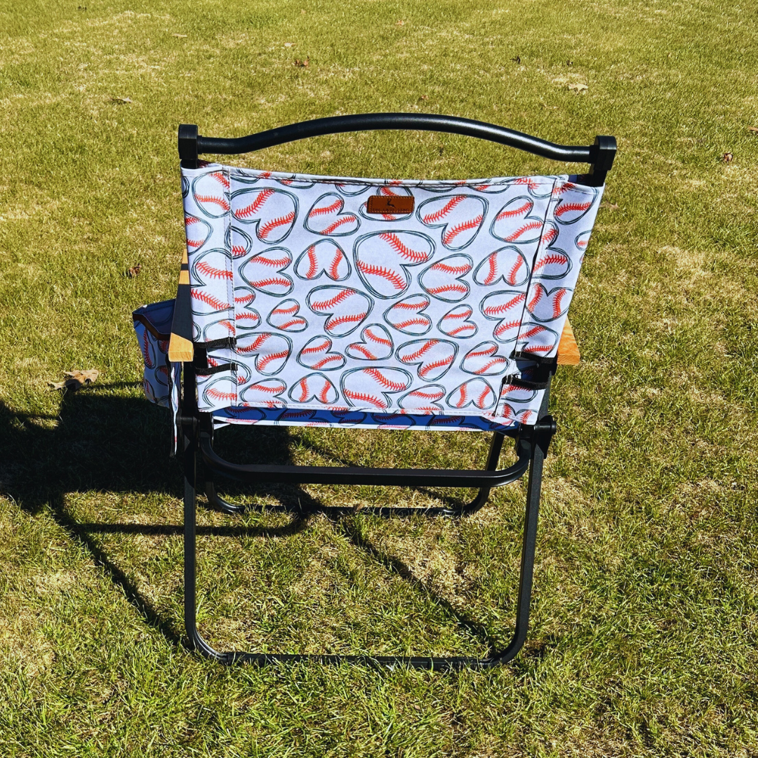 Baseball Hearts - White Folding Lawn Chair