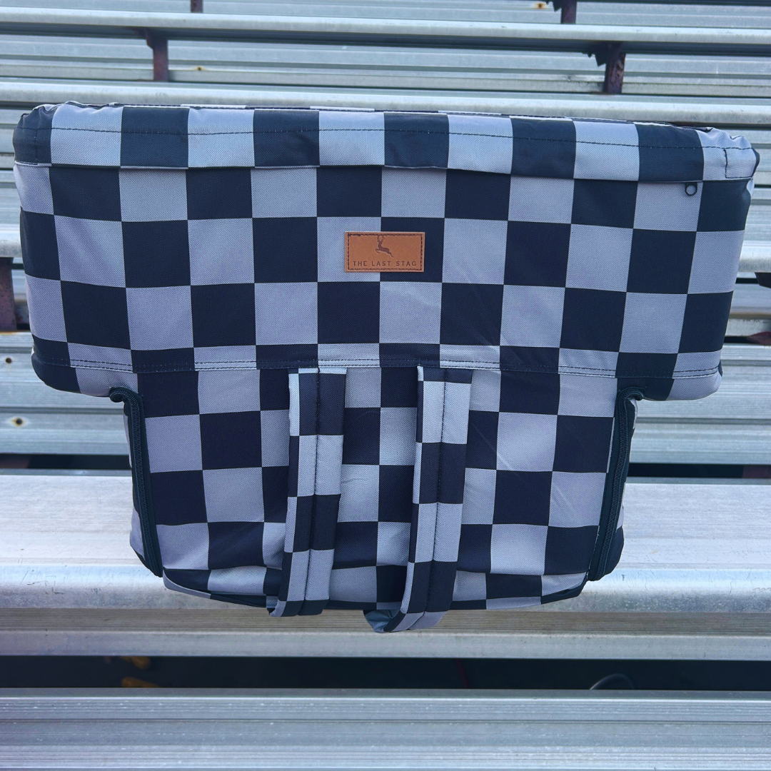 Grey Checkerboard 23" Stadium Seat with Armrests