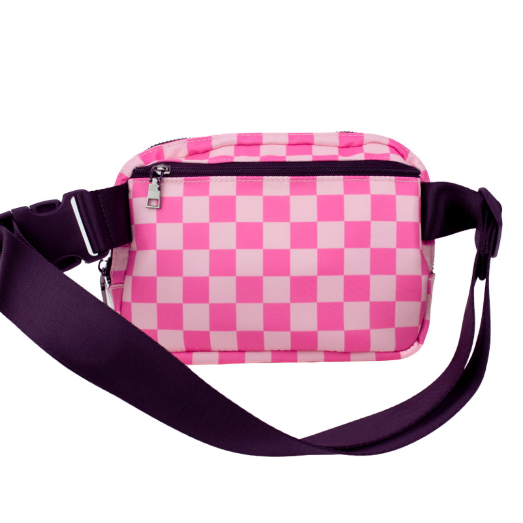 Pink Checkboard Easy Carry Belt Bag