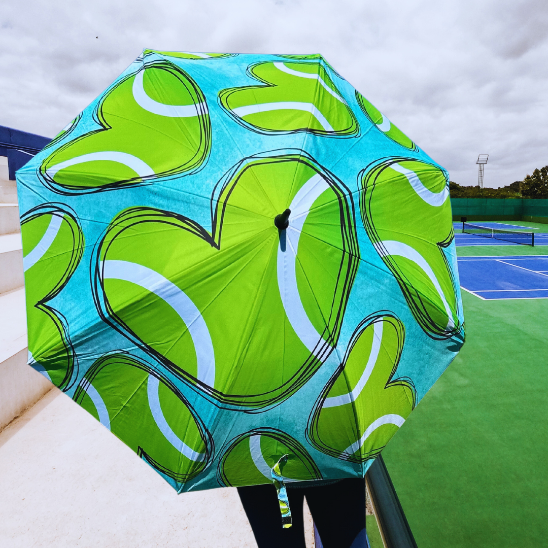 Tennis Hearts - Large Golf Umbrella - Final Sale