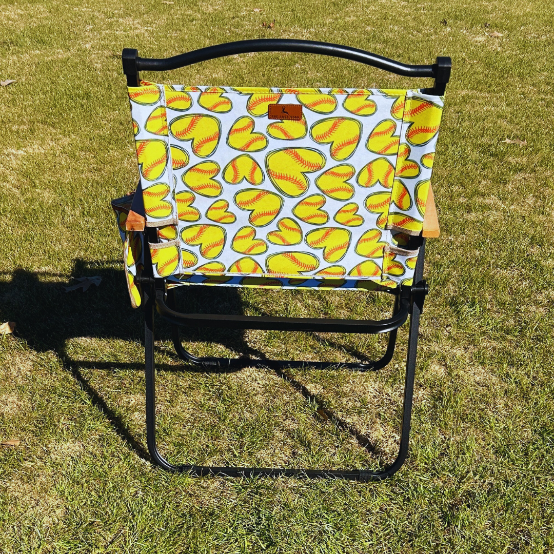 Softball Hearts Folding Lawn Chair