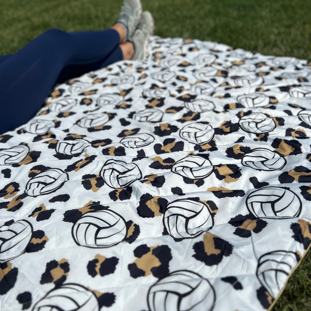 Volleyball & Leopard Print - Indoor/Outdoor Puffy Blanket