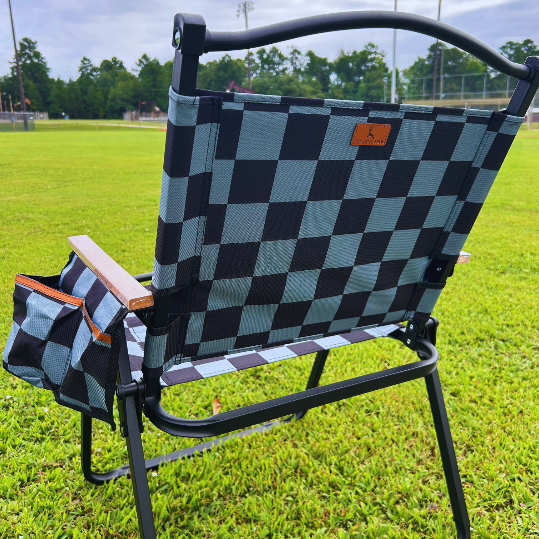 Grey Checkerboard Folding Lawn Chair