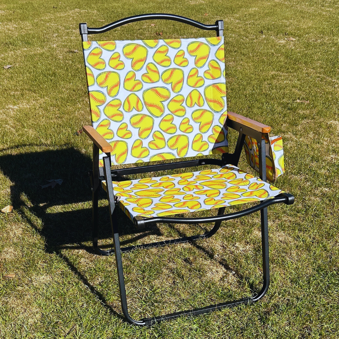 Softball Hearts Folding Lawn Chair