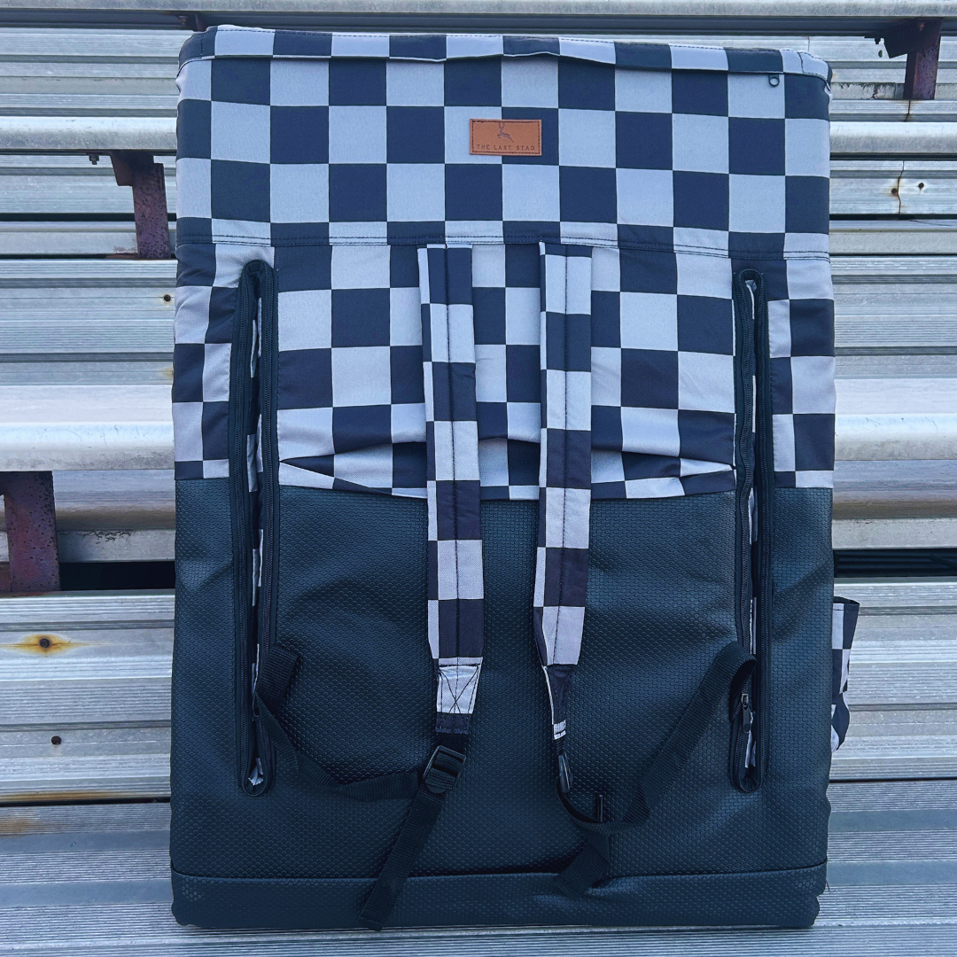 Grey Checkerboard 23" Stadium Seat with Armrests