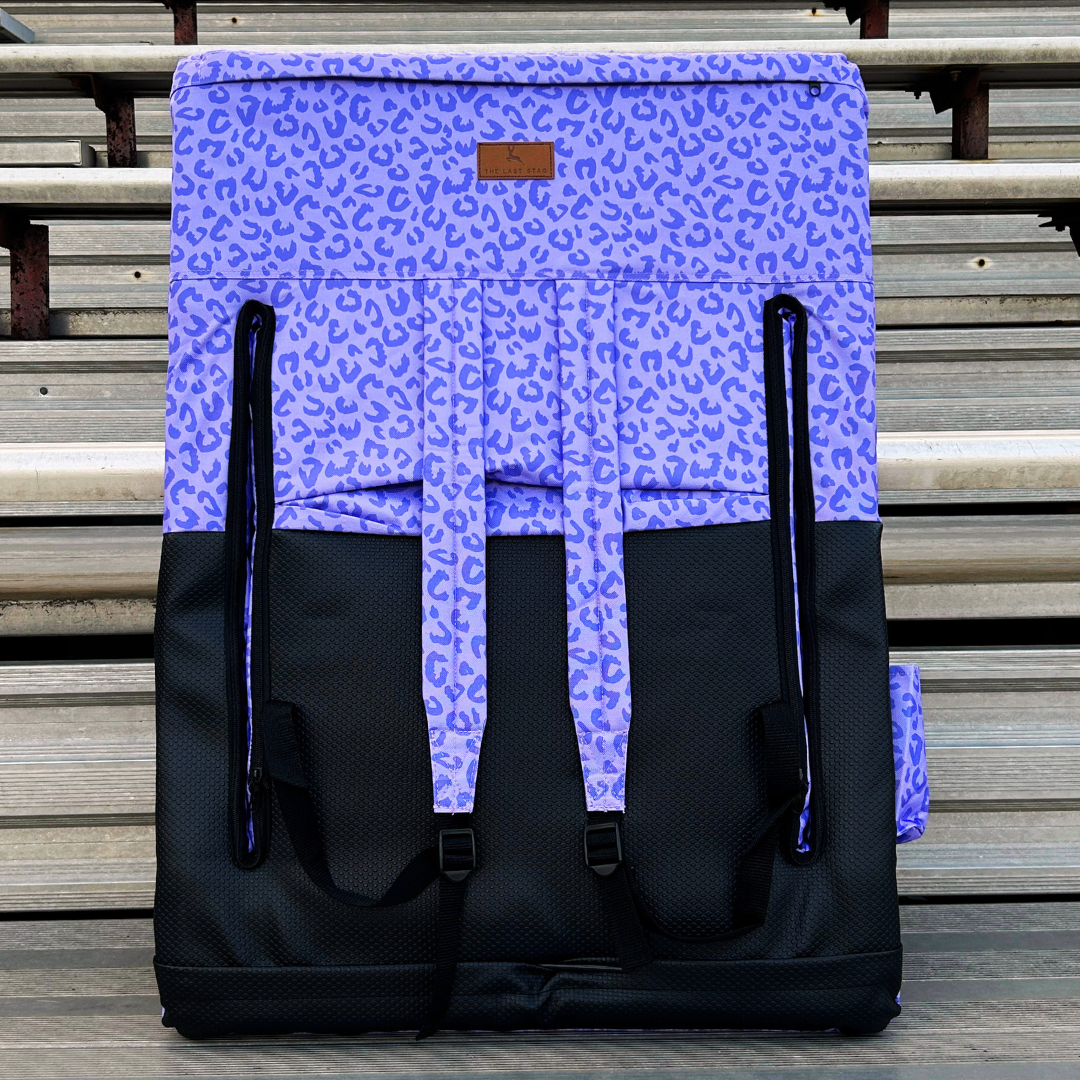 Purple Leopard 23" Stadium Seat with Armrests