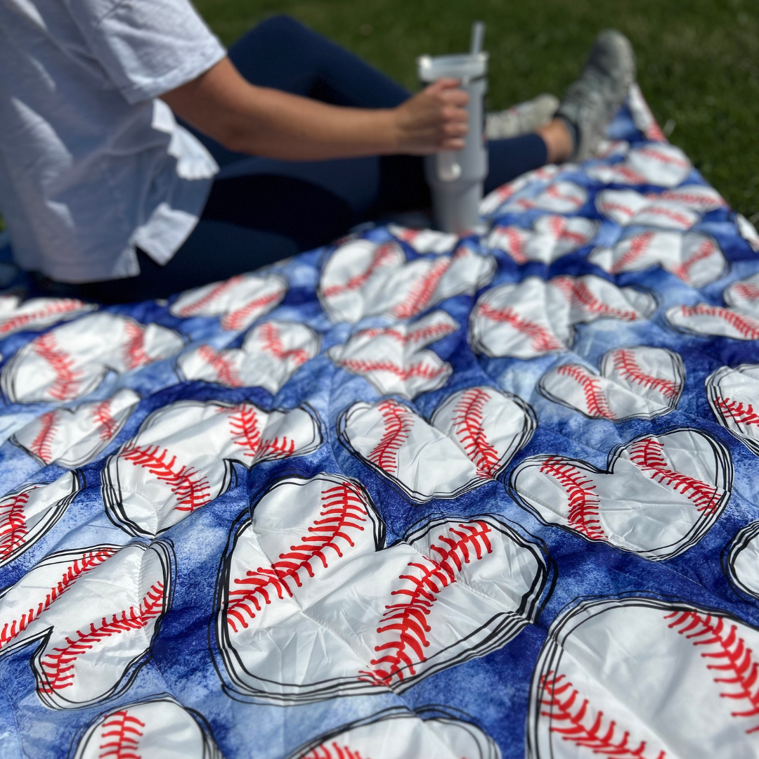 Baseball Hearts - Indoor/Outdoor Puffy Blanket