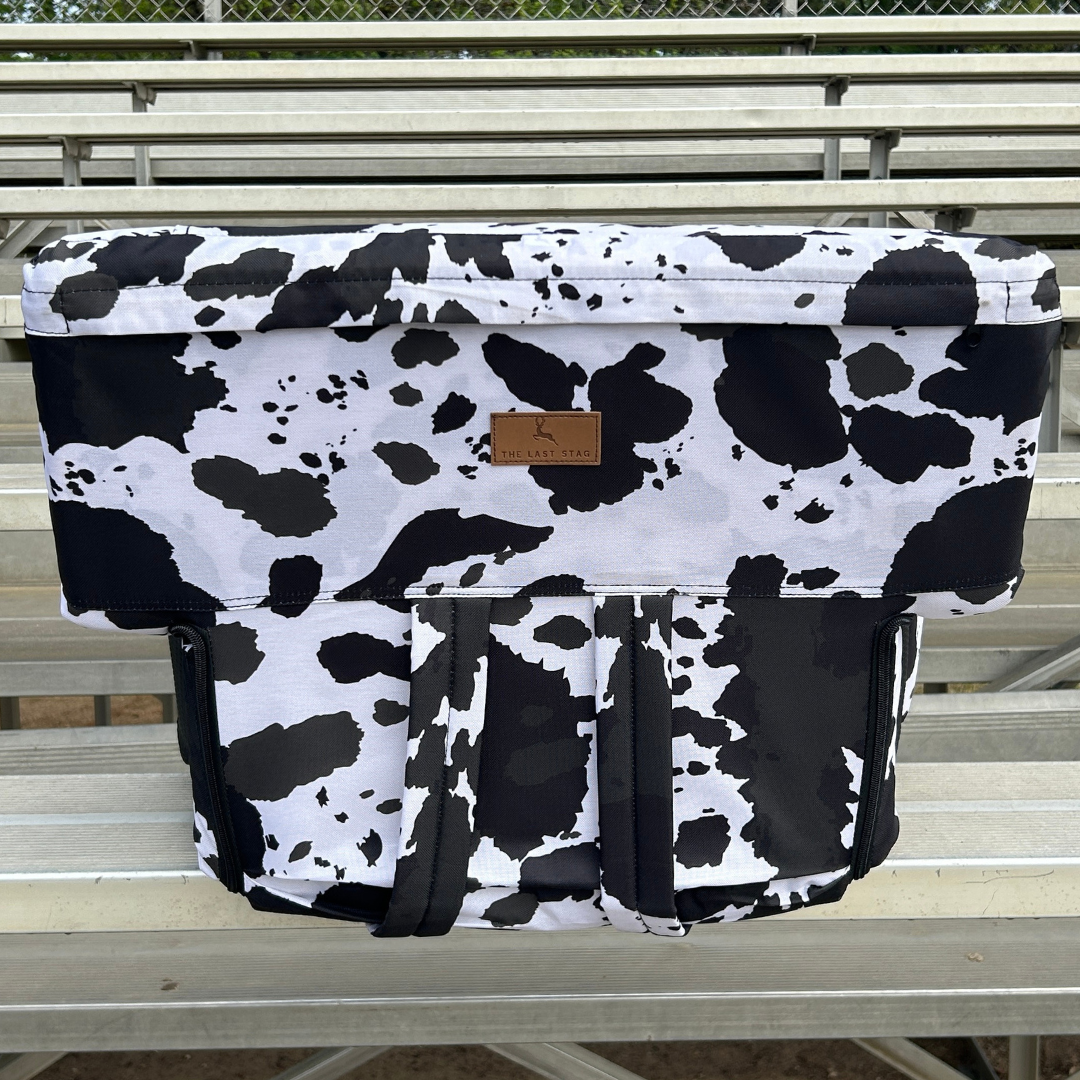 Black Cow Print 23" Stadium Seat with Armrests