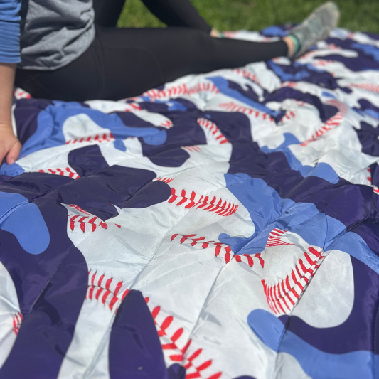 Blue Camo Baseball - Indoor/Outdoor Puffy Blanket