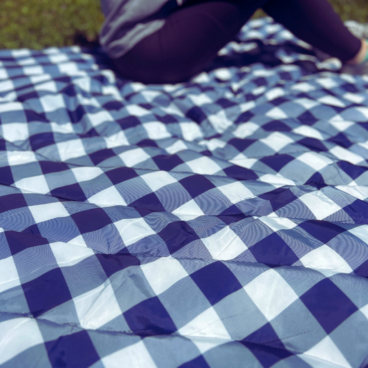 Navy Buffalo Check - Indoor/Outdoor Puffy Blanket