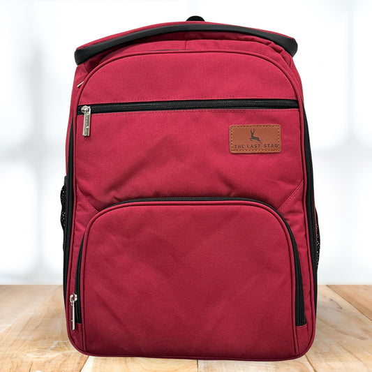 Burgundy backpack cooler from The Last Stag