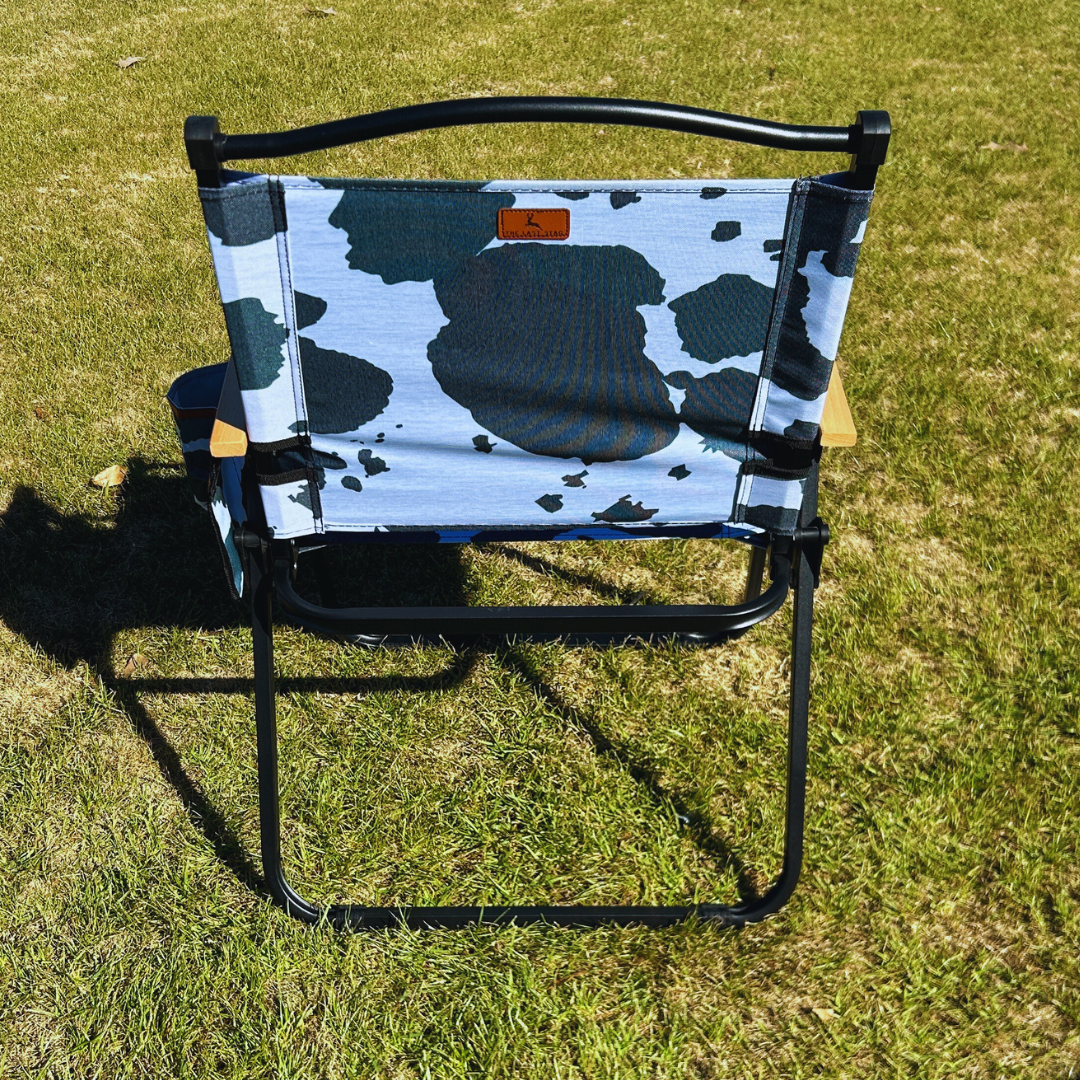 Black Cow Print Folding Lawn Chair